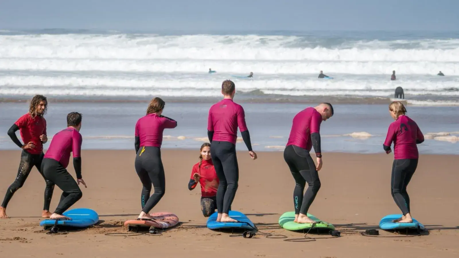 l’échauffement sur la plage, avant de mettre à l’eau